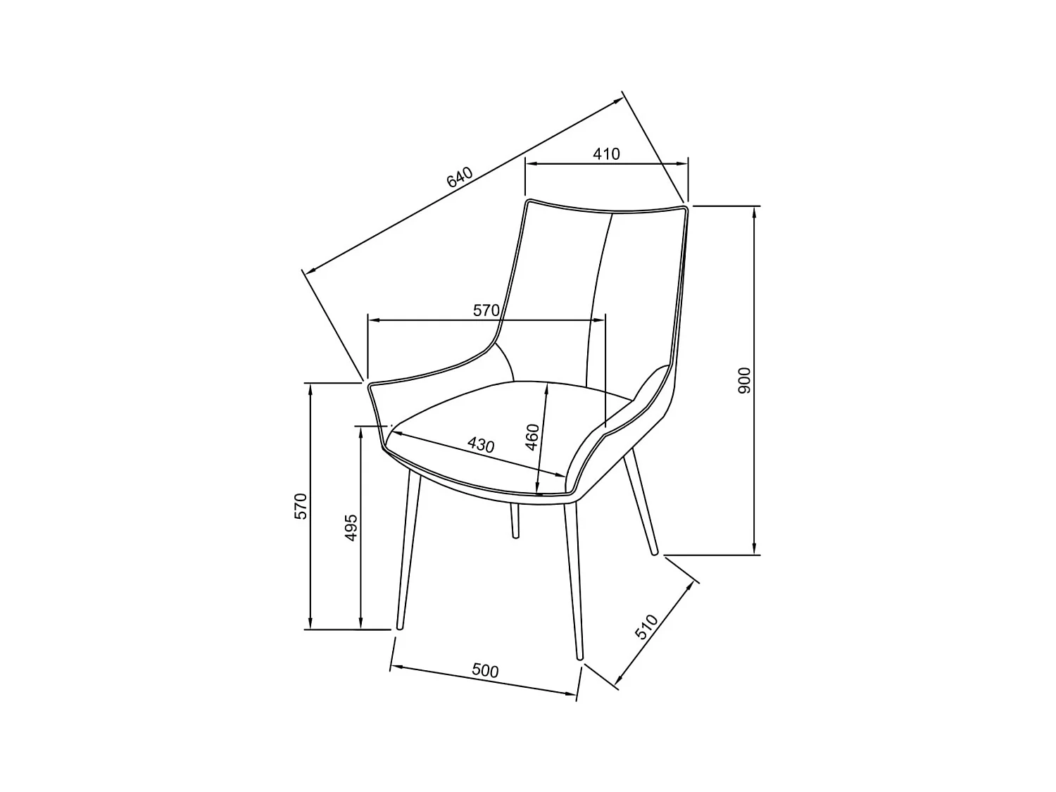 Esszimmerstuhl 2er-Set - Leder - schwarz - PERKO