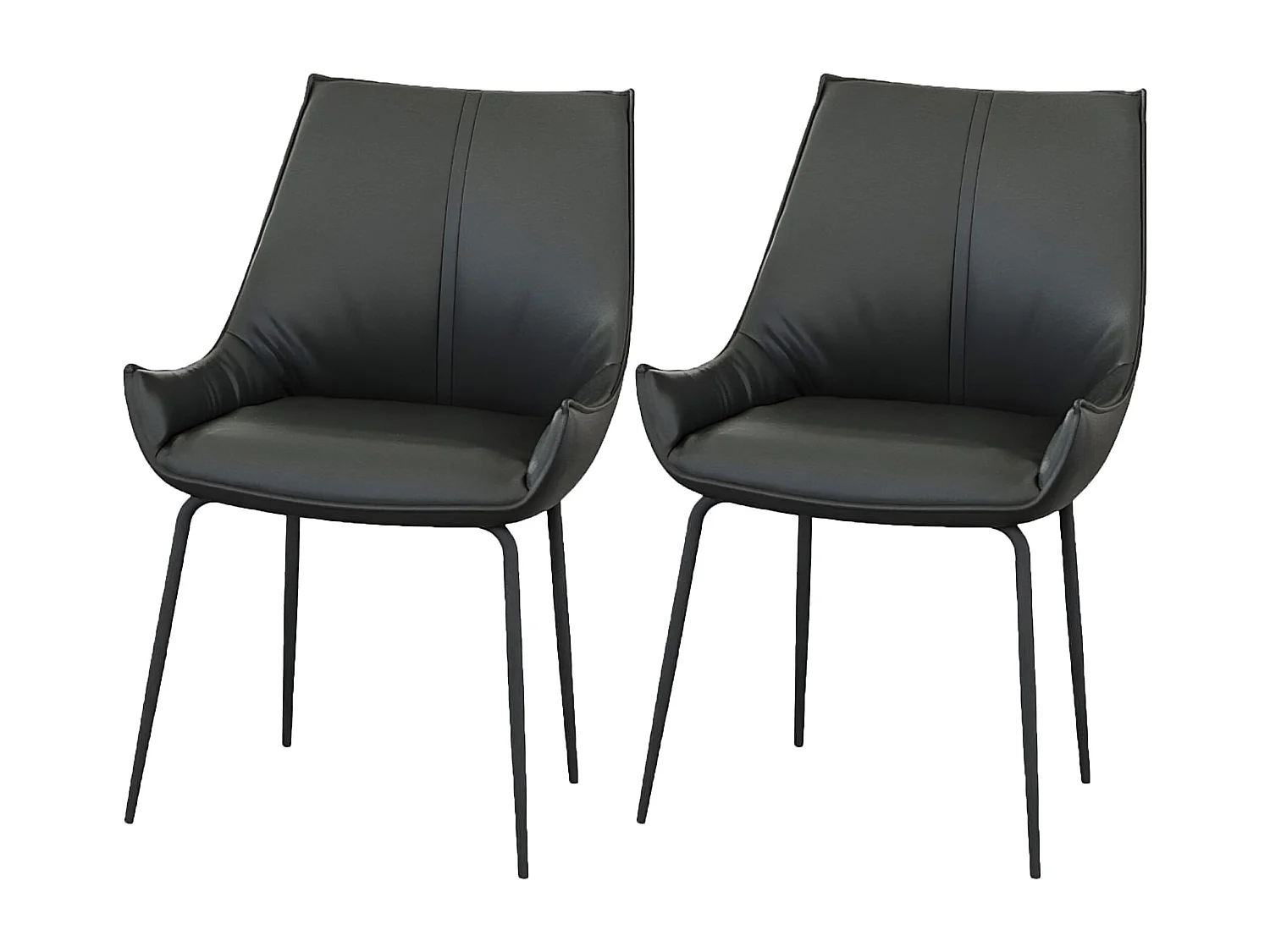 Set di 2 sedie da pranzo - pelle - nero - PERKO