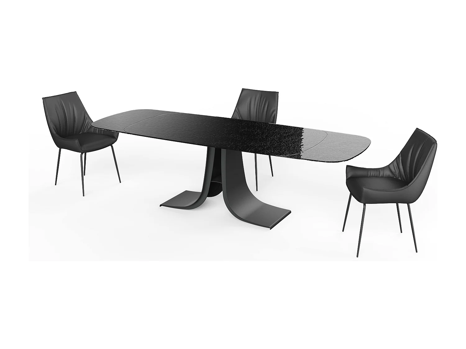 Set di 2 sedie da pranzo - pelle - nero - PERKO