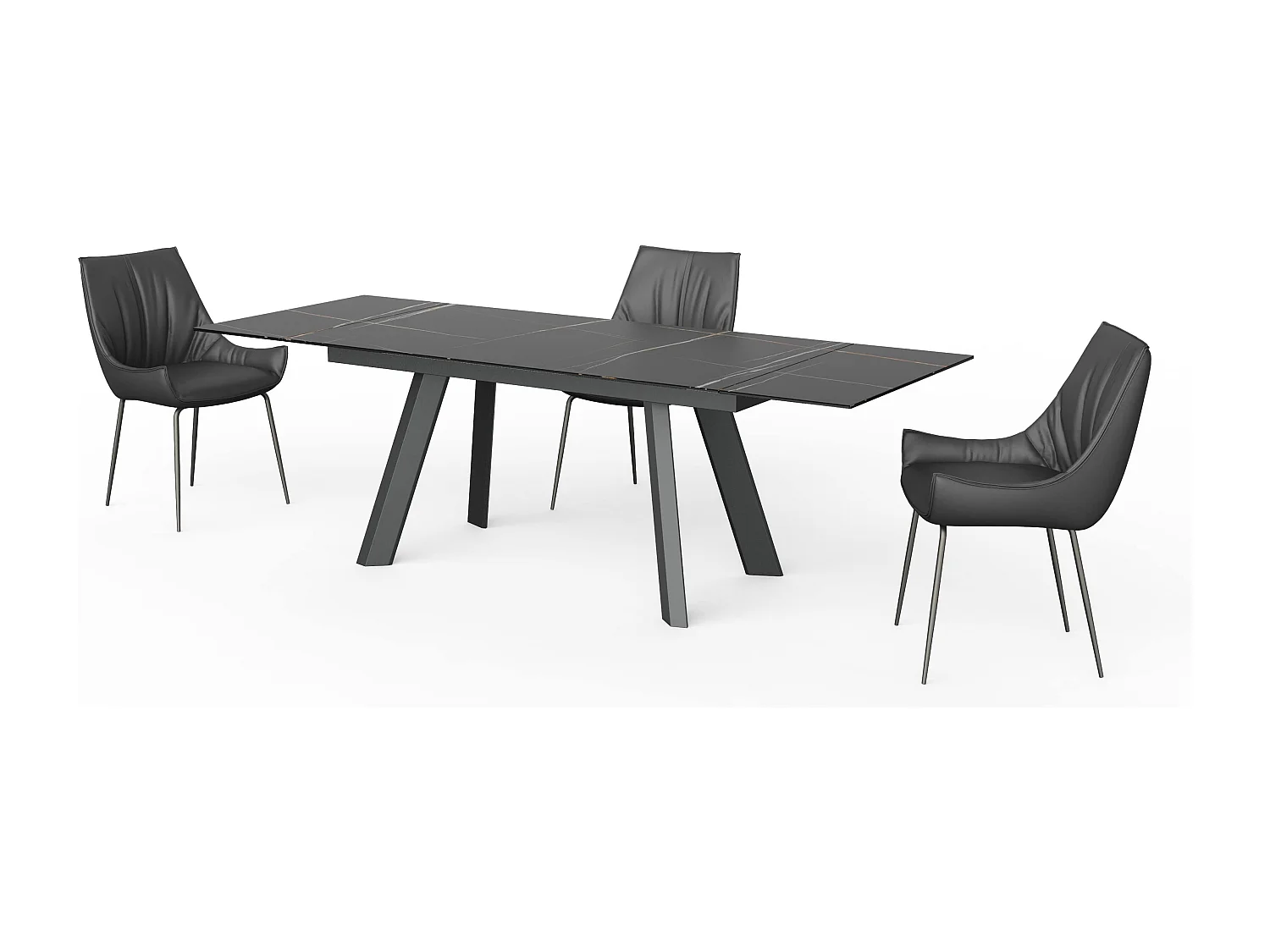 Set di 2 sedie da pranzo - pelle - nero - PERKO