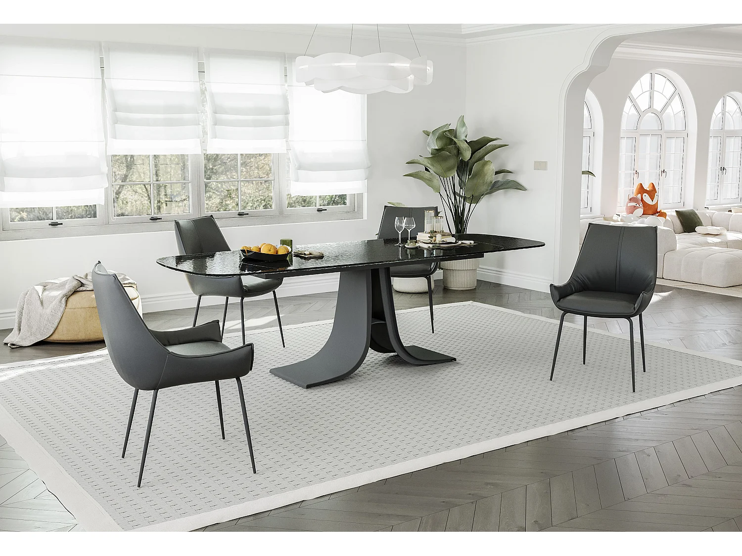 Set di 2 sedie da pranzo - pelle - nero - PERKO