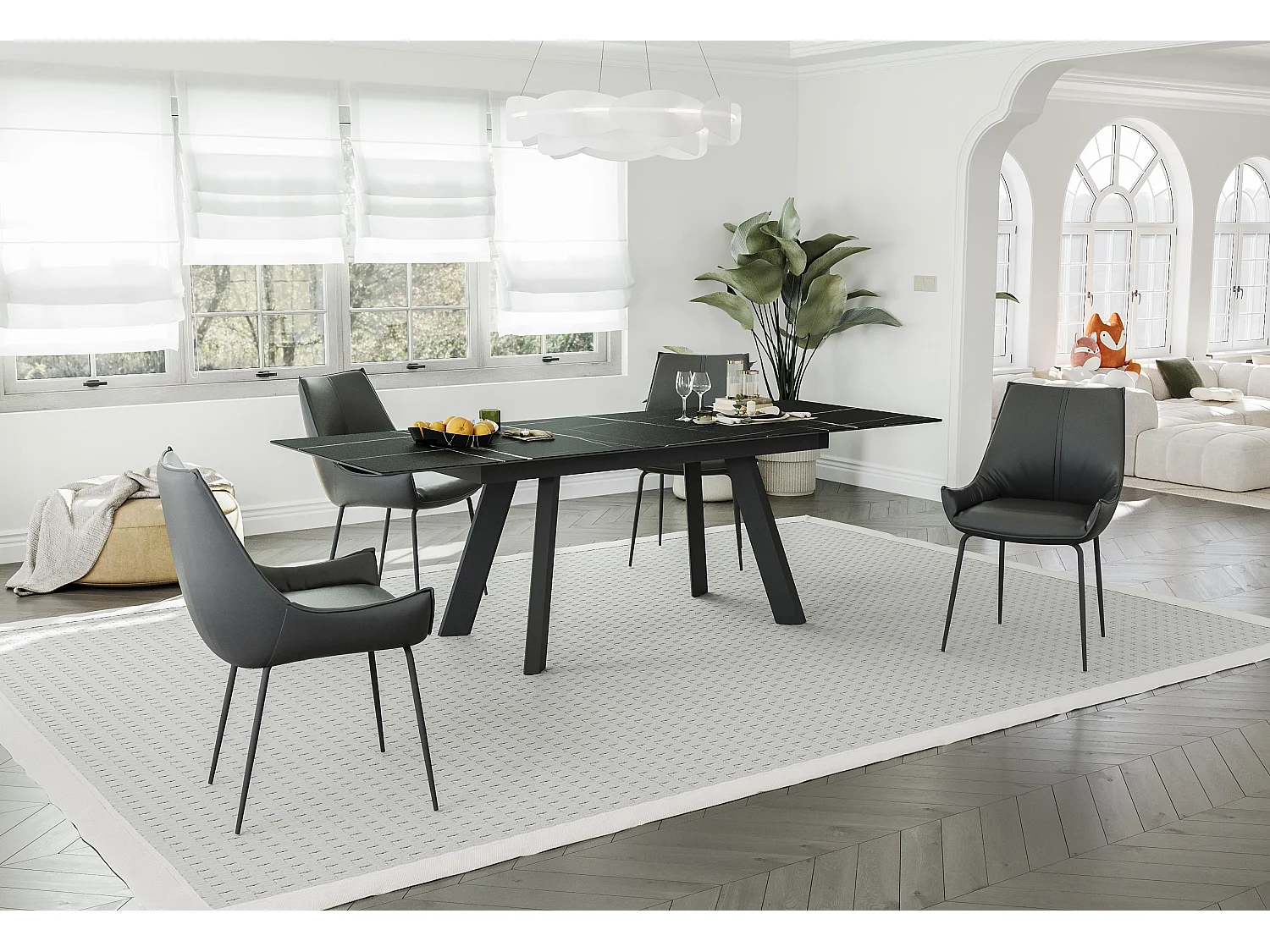 Set di 2 sedie da pranzo - pelle - nero - PERKO