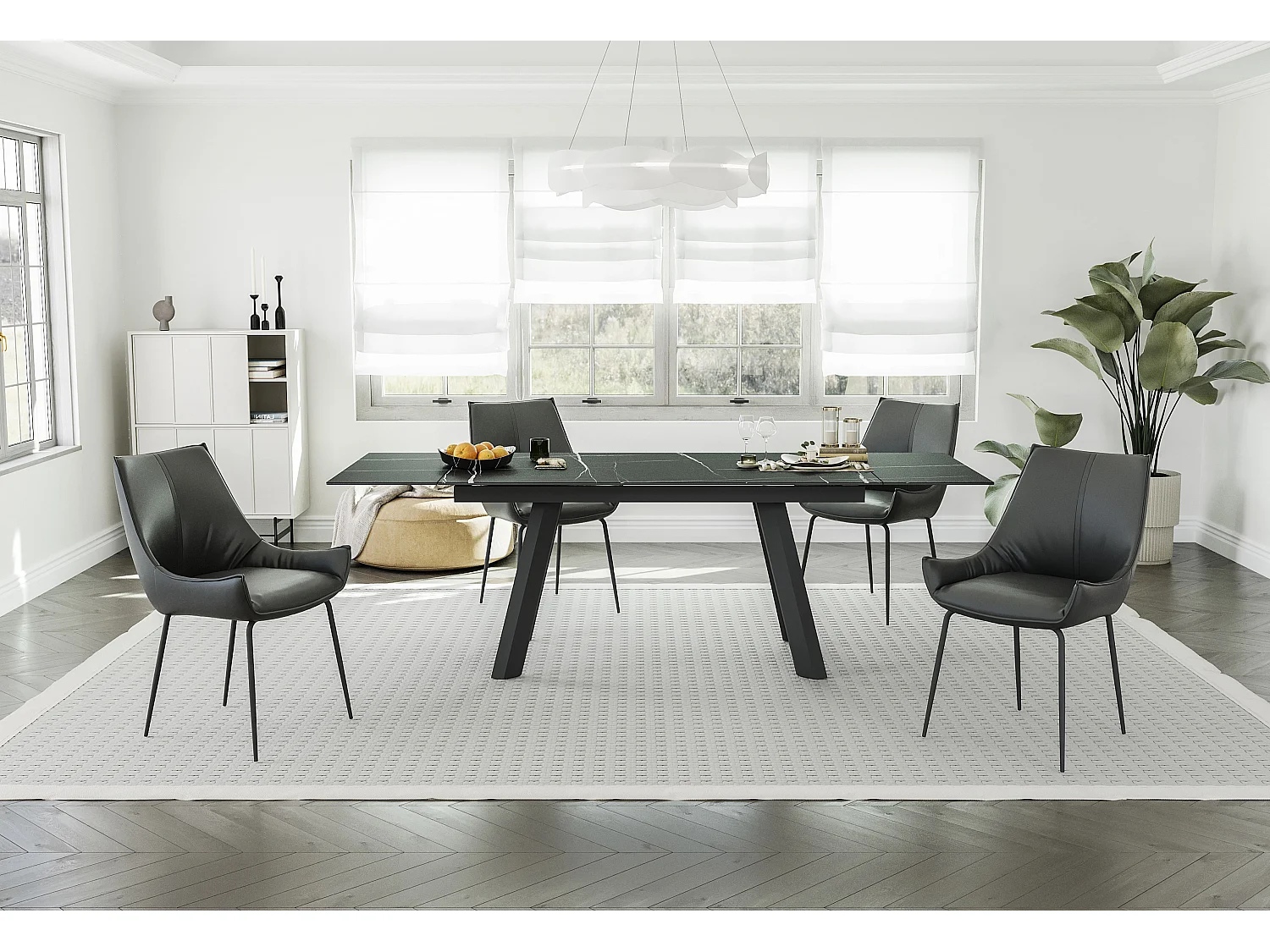 Set di 2 sedie da pranzo - pelle - nero - PERKO