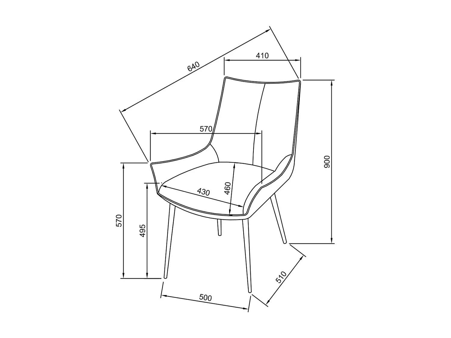 Set di 2 sedie da pranzo - pelle - nero - PERKO