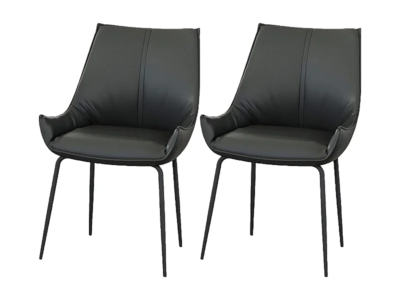 Krzesła do jadalni komplet 2 szt. - skóra - czarny - PERKO