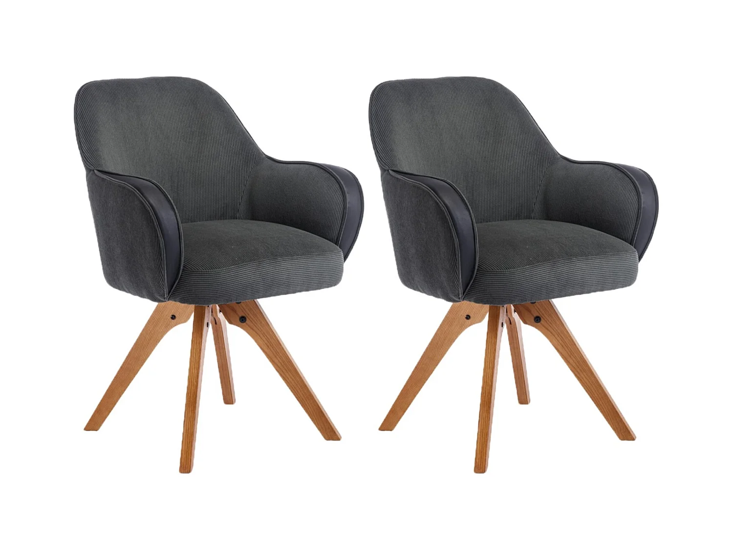 Lot de 2 chaises de salle à manger - tissu et métal - noir et vert - MENDEL