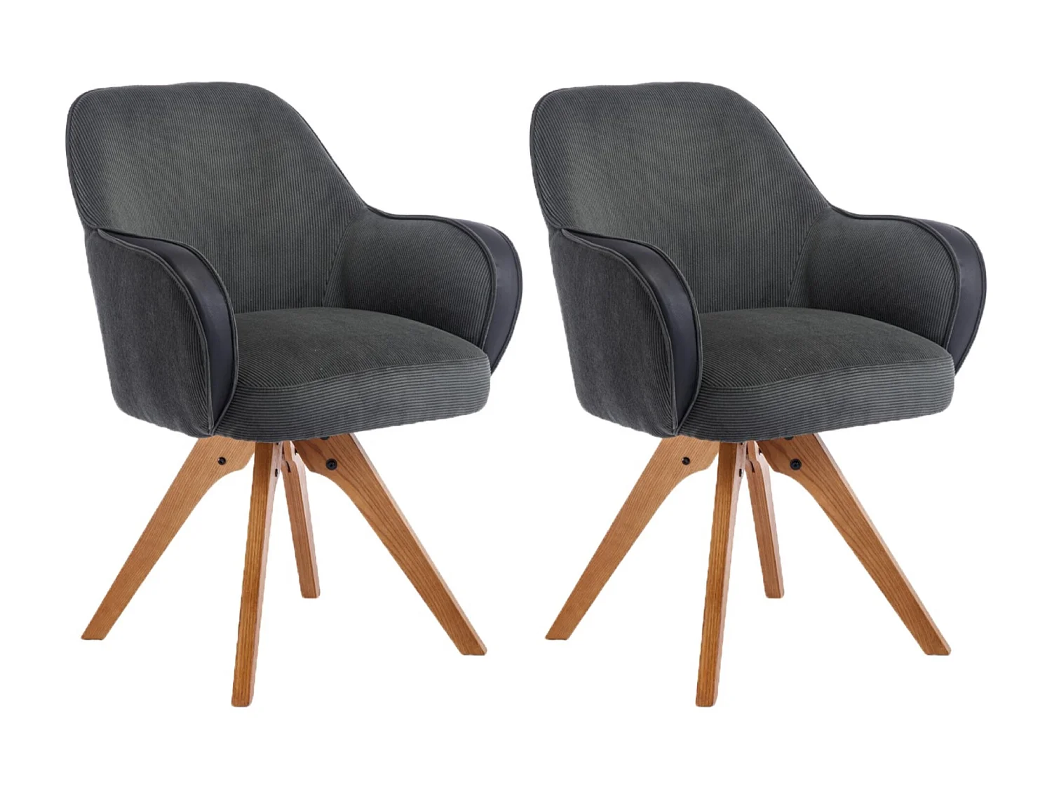 Lot de 2 chaises de salle à manger - tissu et métal - noir et vert - MENDEL