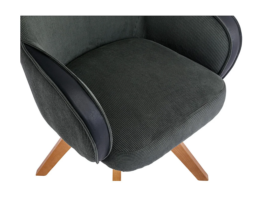 Lot de 2 chaises de salle à manger - tissu et métal - noir et vert - MENDEL