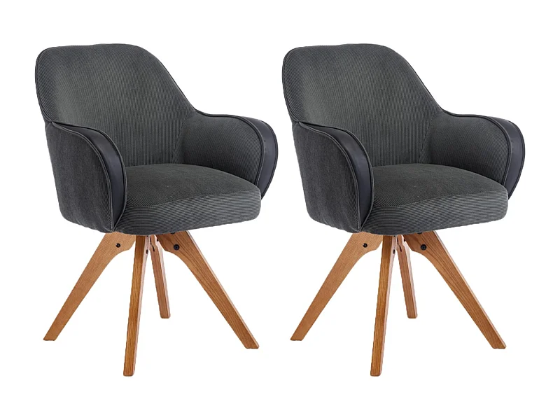 Set di 2 sedie da pranzo - tessuto e metallo - nero e verde - MENDEL