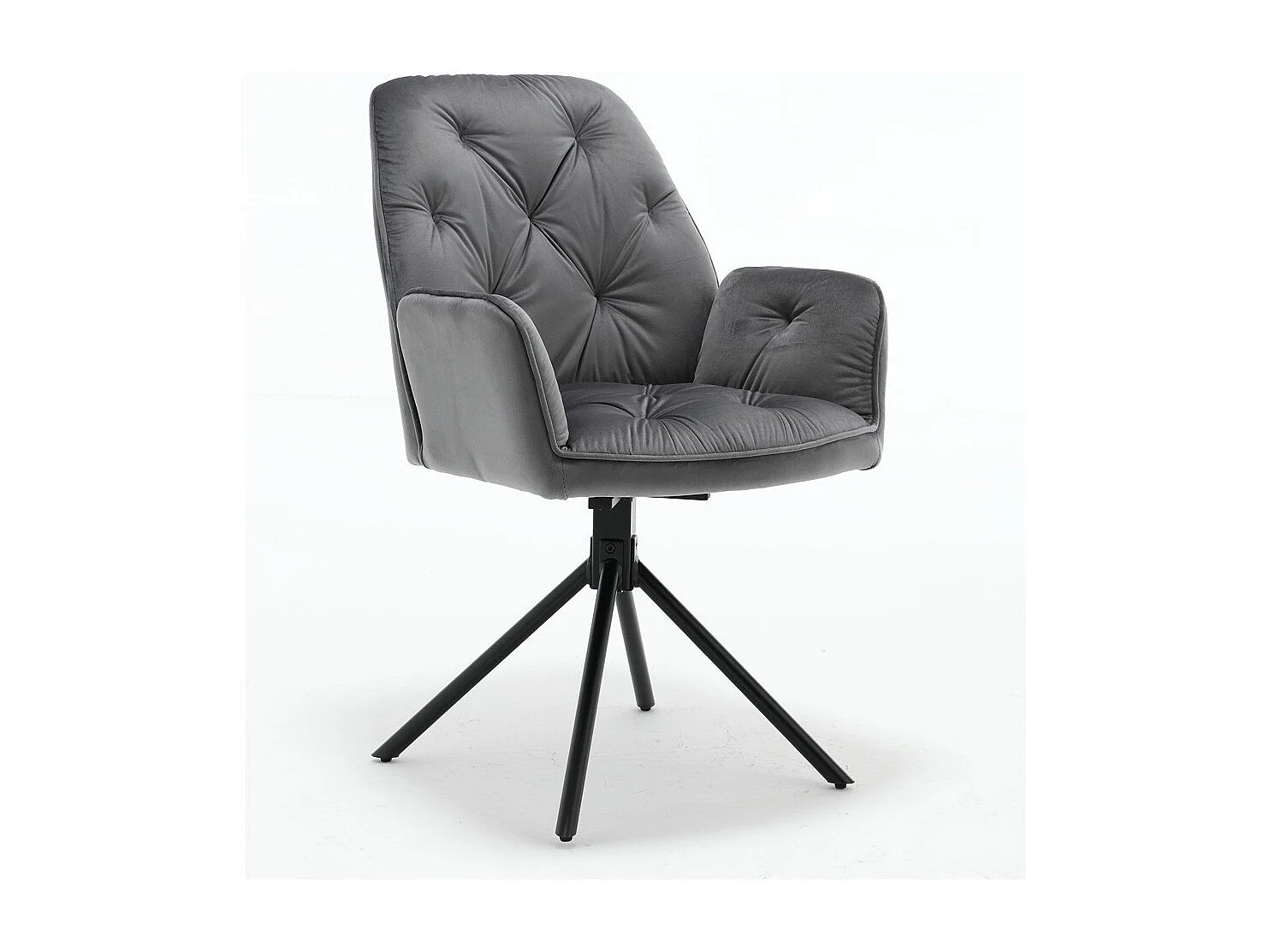 Lot de 2 chaises de salle à manger - Tissu et métal - Gris - BARREL