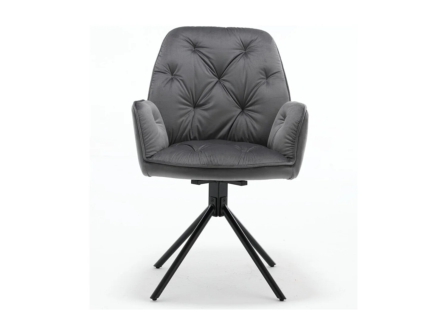 Lot de 2 chaises de salle à manger - Tissu et métal - Gris - BARREL