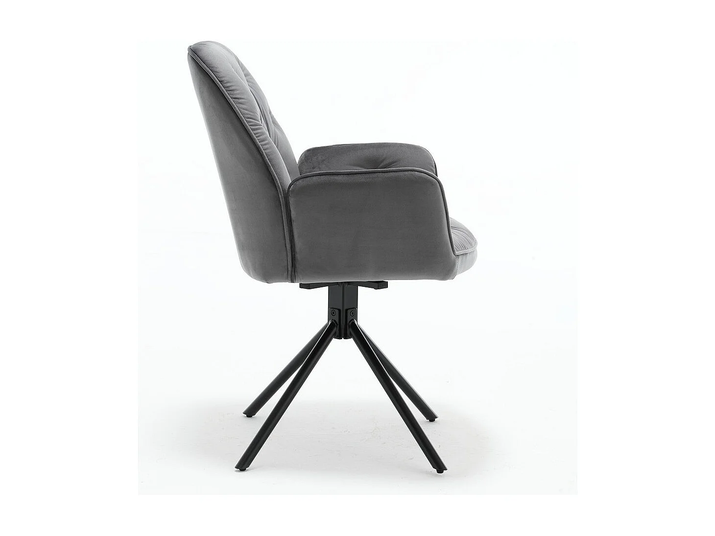 Lot de 2 chaises de salle à manger - Tissu et métal - Gris - BARREL