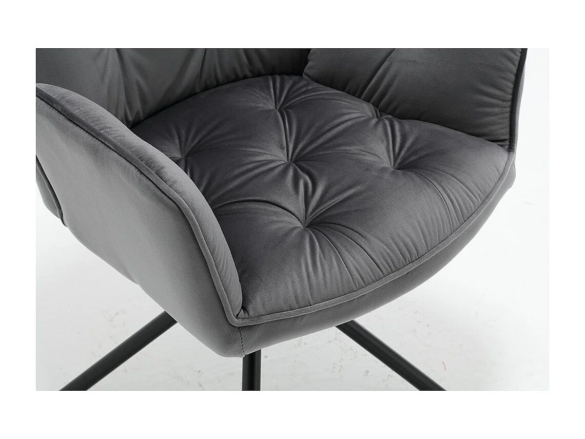 Lot de 2 chaises de salle à manger - Tissu et métal - Gris - BARREL