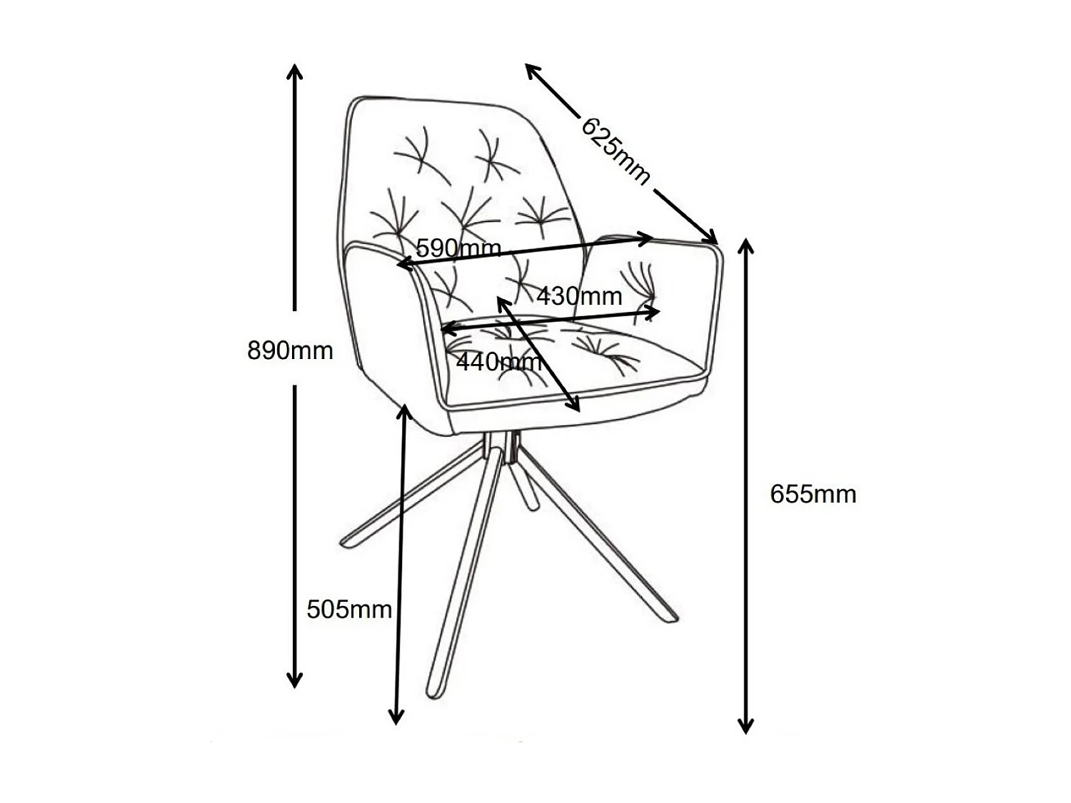 Lot de 2 chaises de salle à manger - Tissu et métal - Gris - BARREL
