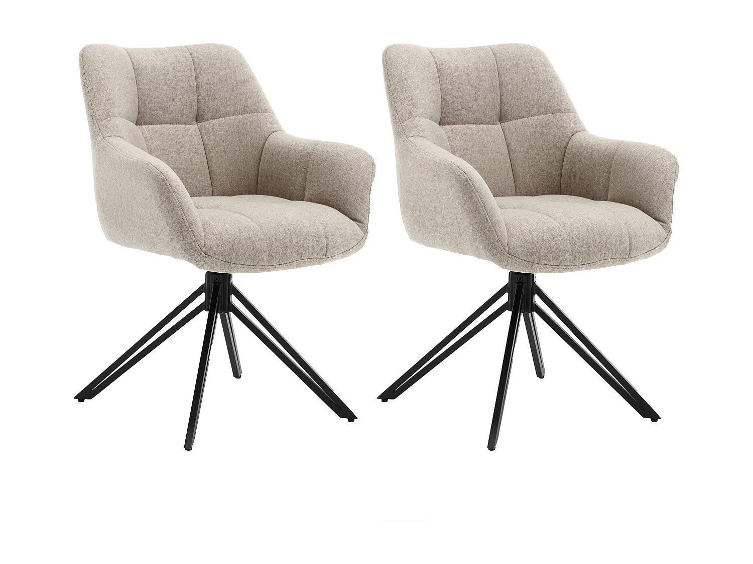 Eetkamerstoel set van 2 - stof & metaal - beige - LONDO