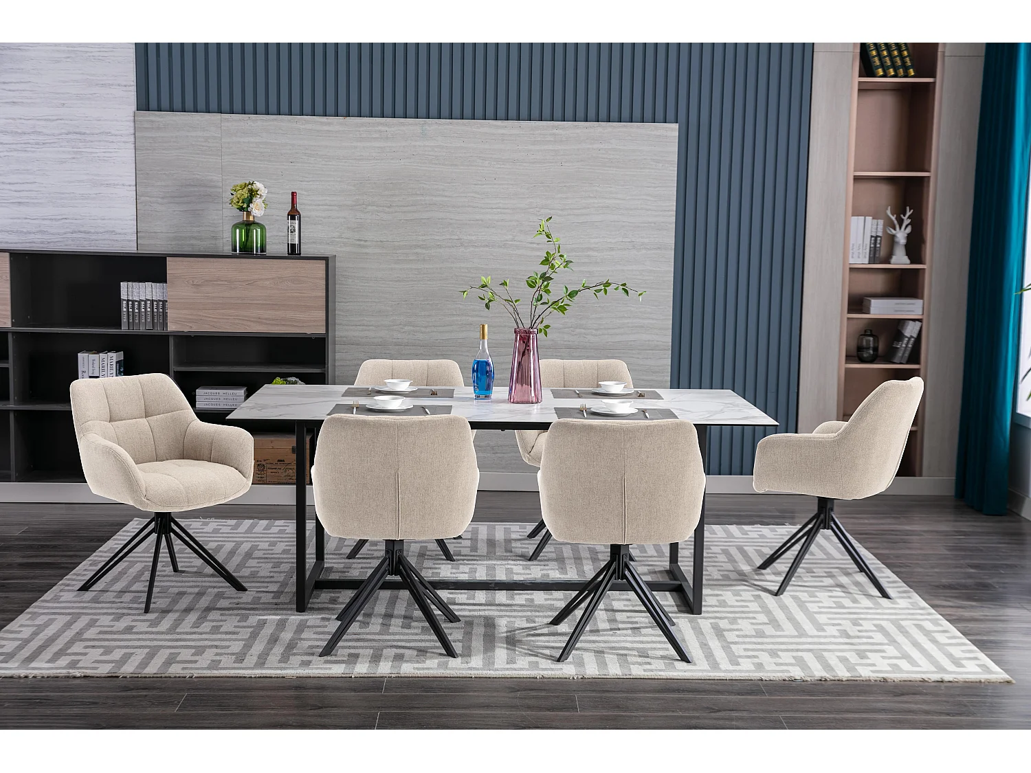 Eetkamerstoel set van 2 - stof & metaal - beige - LONDO