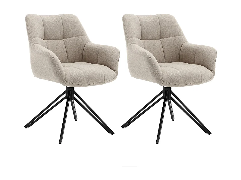 Eetkamerstoel set van 2 - stof & metaal - beige - LONDO