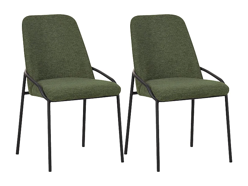 Conjunto de 2 cadeiras de jantar - tecido e metal - verde - BAIXO