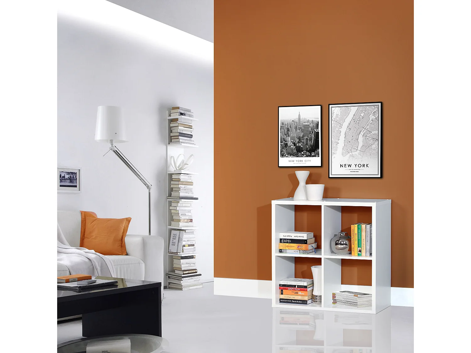 Półka - płyta wiórowa - biała - MAURO 221