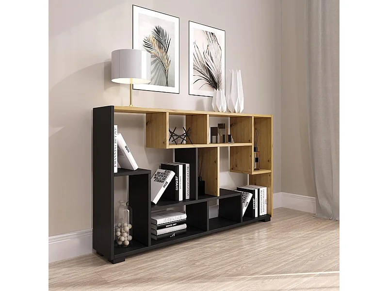 Estante - aglomerado - carvalho + preto - PERESA