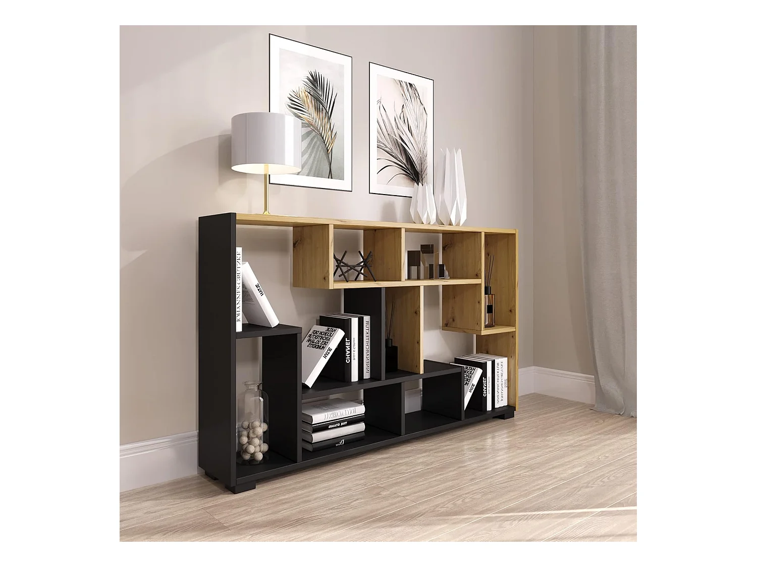 Estante - aglomerado - carvalho + preto - PERESA