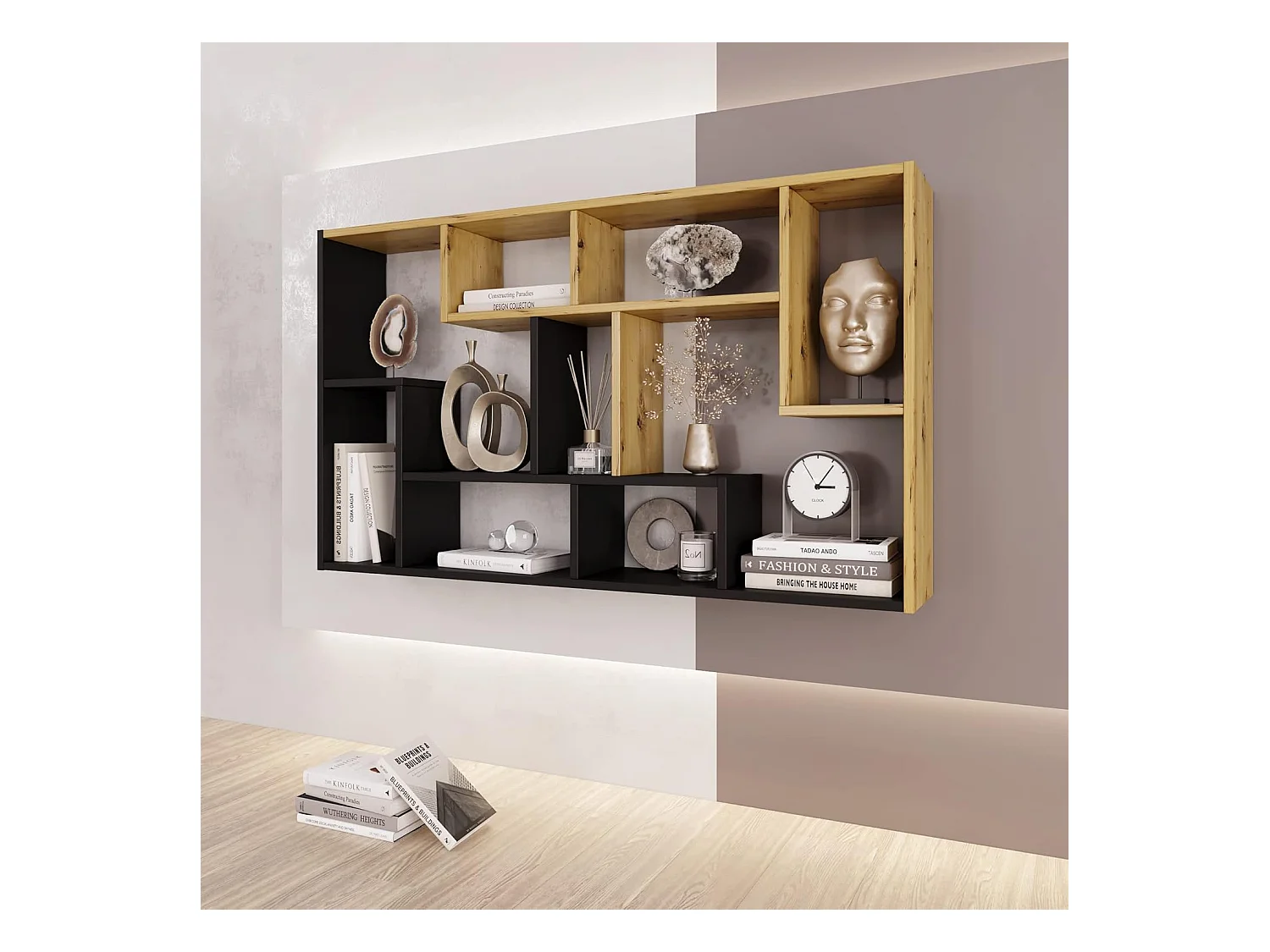 Estante - aglomerado - carvalho + preto - PERESA