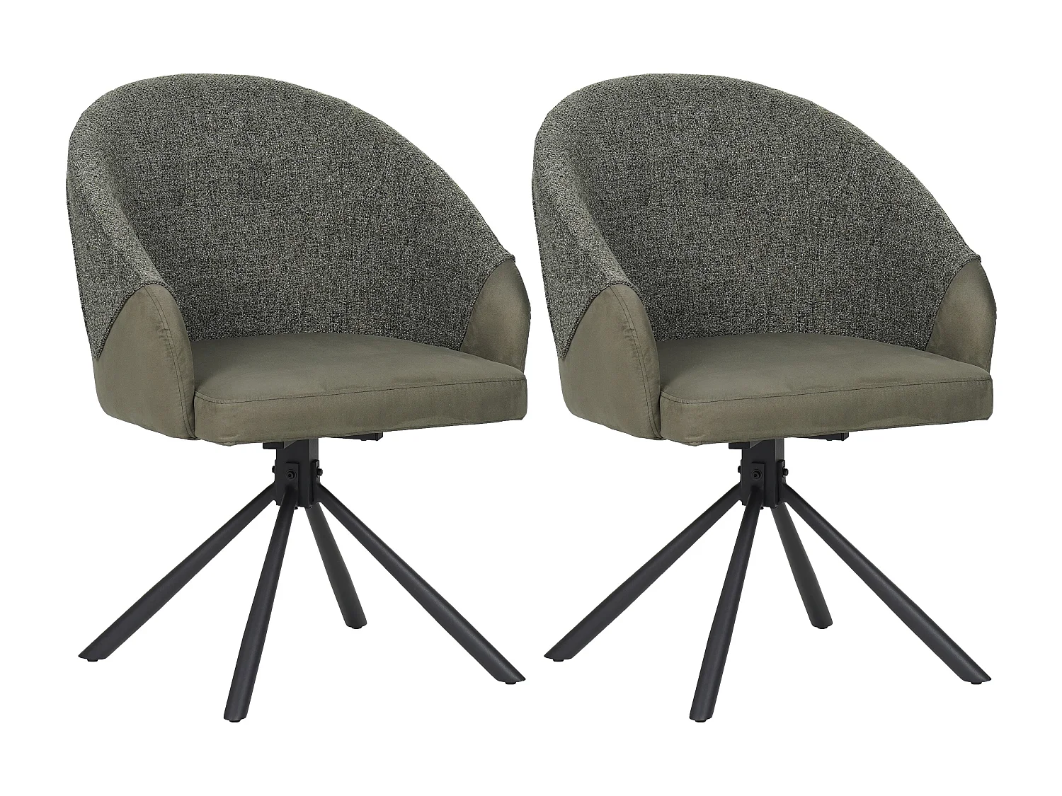 Lot de 2 chaises de salle à manger - tissu et métal - vert - LAZAR