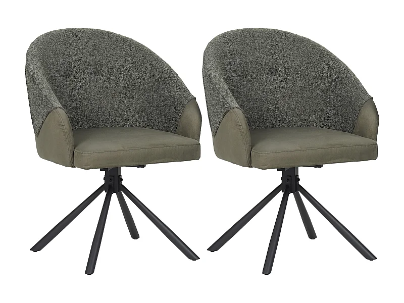 Set di 2 sedie da pranzo - tessuto e metallo - verde - LAZAR