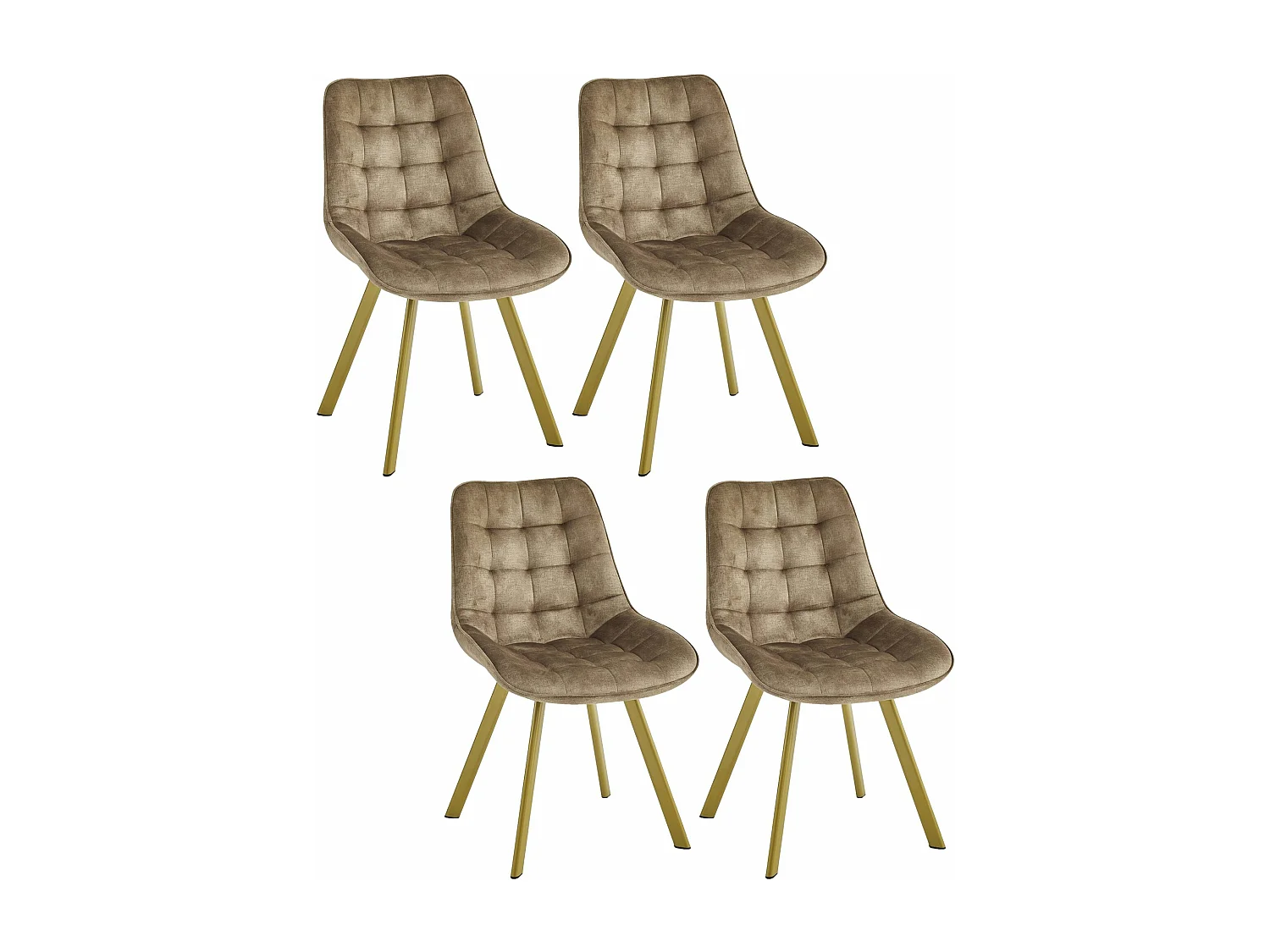 Lot de 4 chaises de salle à manger - Tissu et métal - Taupe - GARCIAS