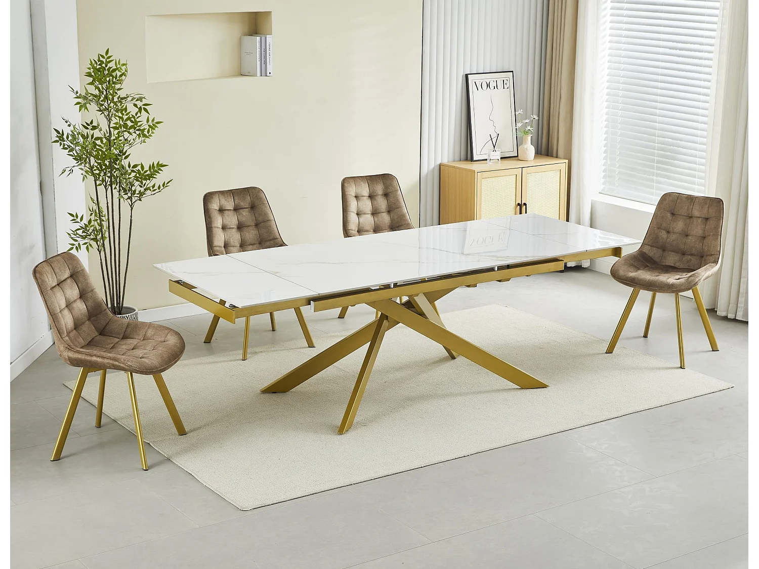 Lot de 4 chaises de salle à manger - Tissu et métal - Taupe - GARCIAS