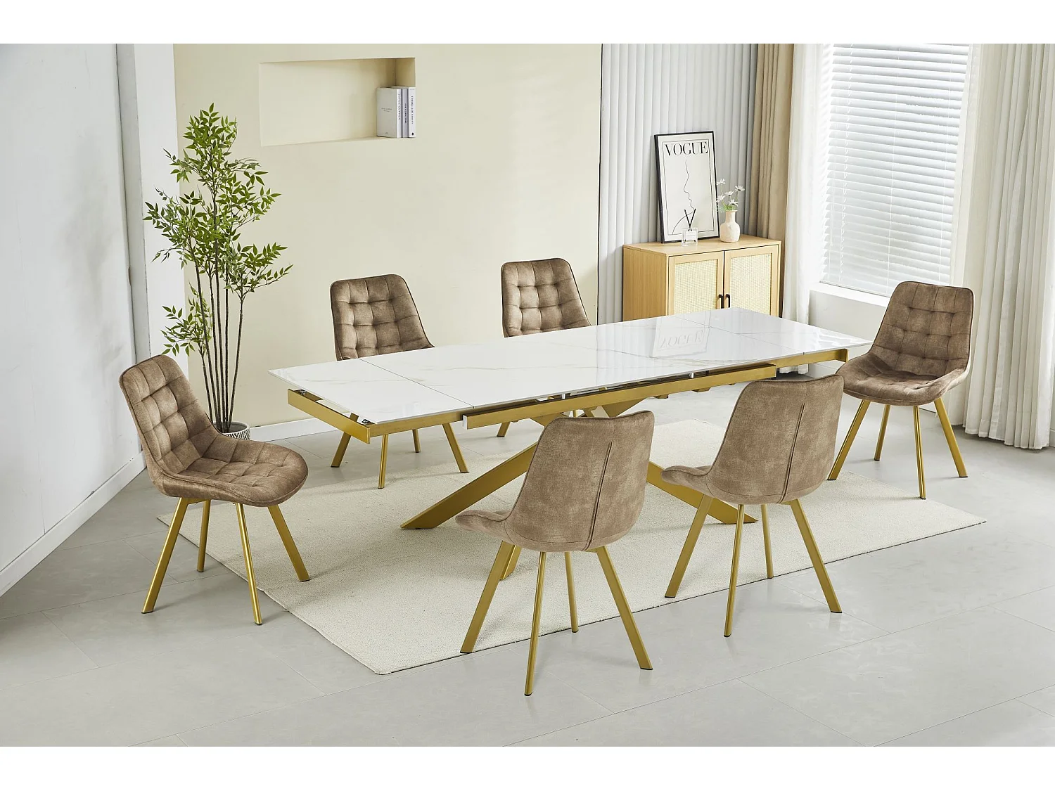 Lot de 4 chaises de salle à manger - Tissu et métal - Taupe - GARCIAS