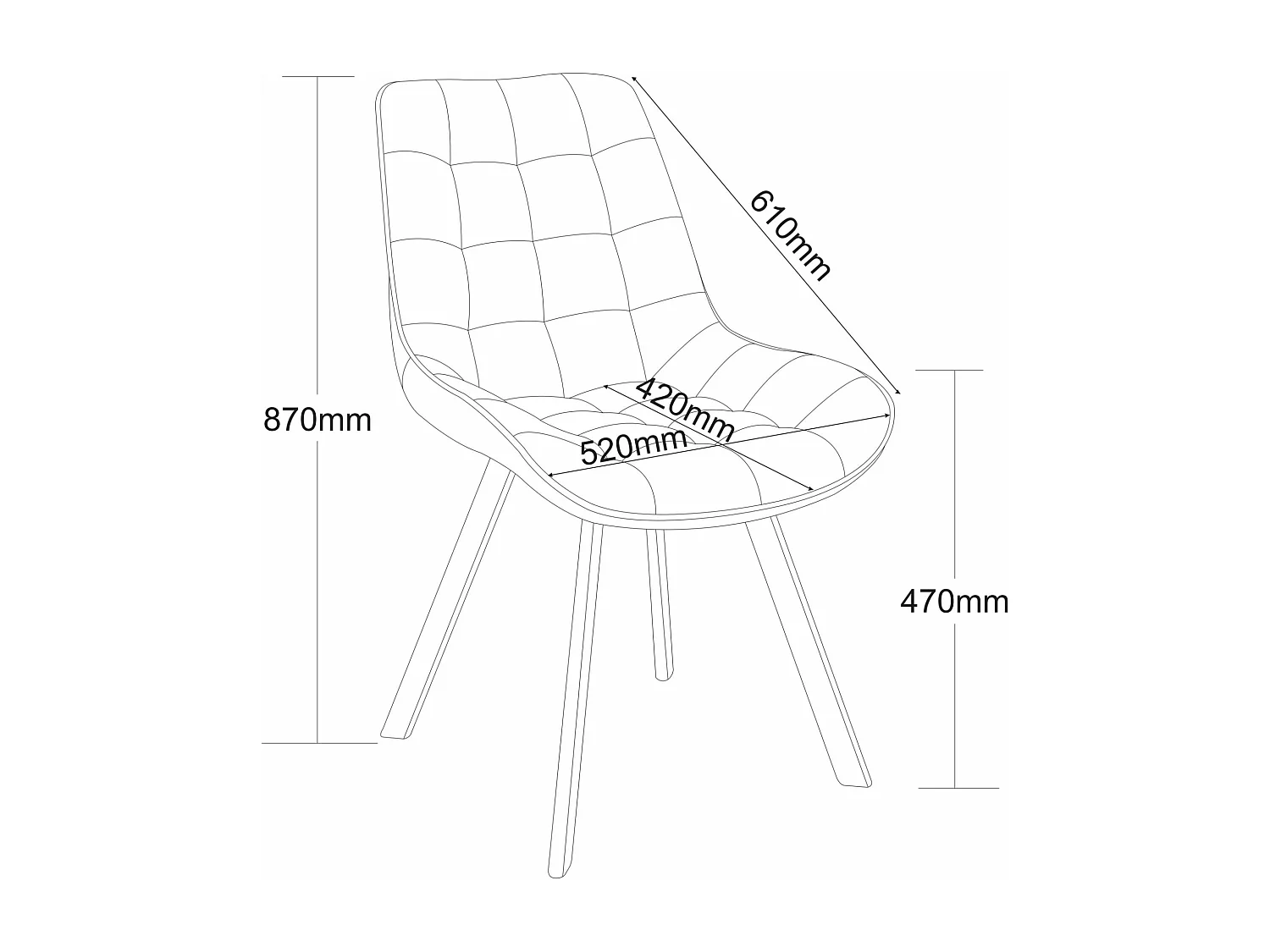 Lot de 4 chaises de salle à manger - Tissu et métal - Taupe - GARCIAS