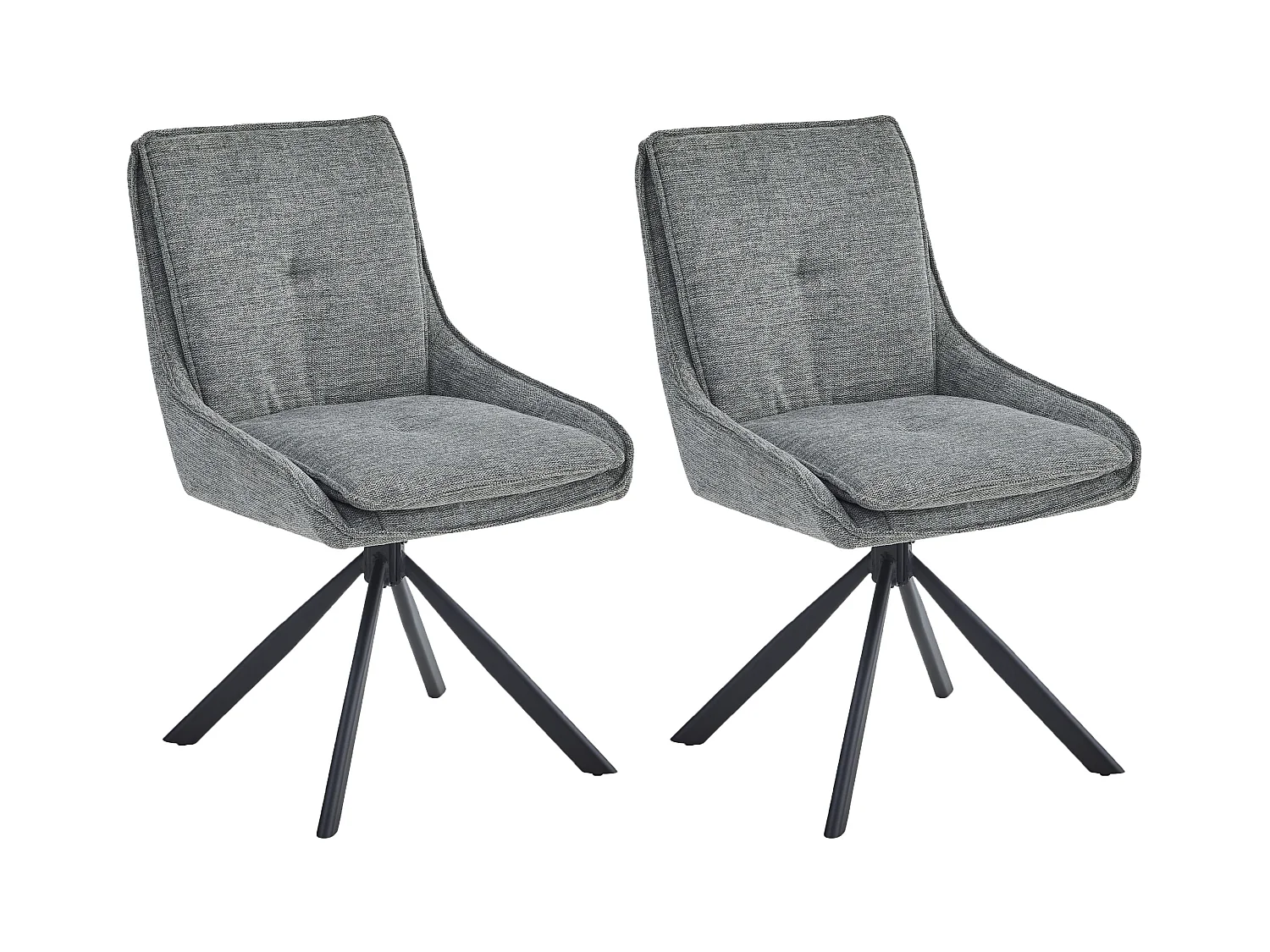 Lot de 2 chaises de salle à manger - tissu et métal - gris - BERTOLD