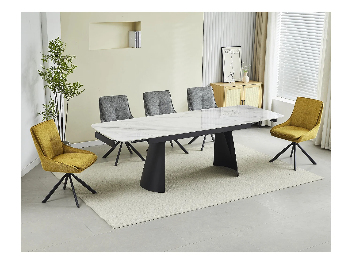 Lot de 2 chaises de salle à manger - tissu et métal - gris - BERTOLD