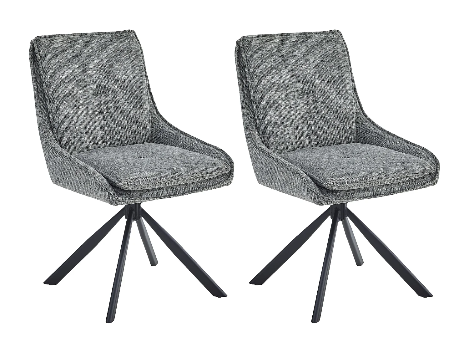 Lot de 2 chaises de salle à manger - tissu et métal - gris - BERTOLD