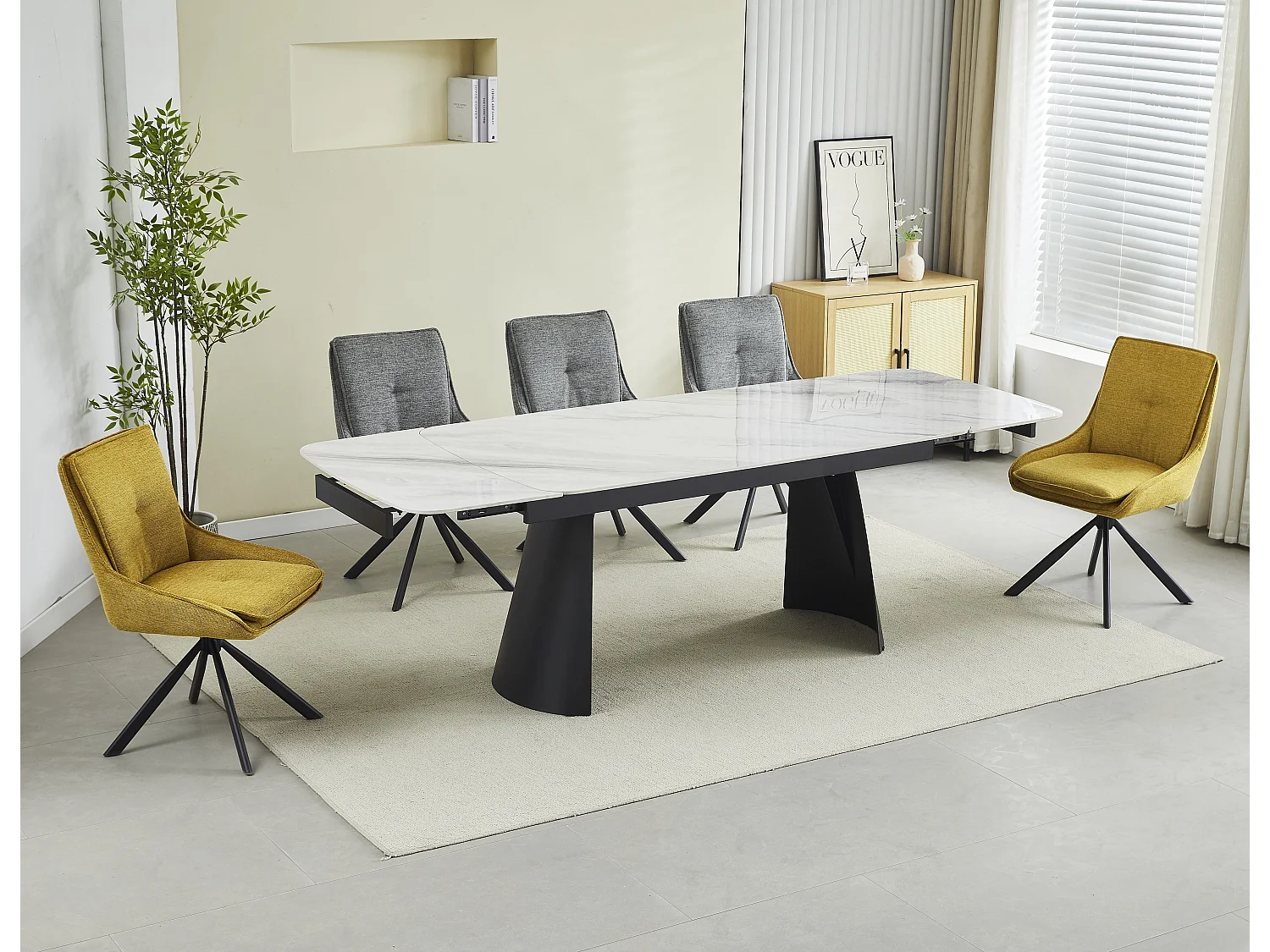 Lot de 2 chaises de salle à manger - tissu et métal - gris - BERTOLD