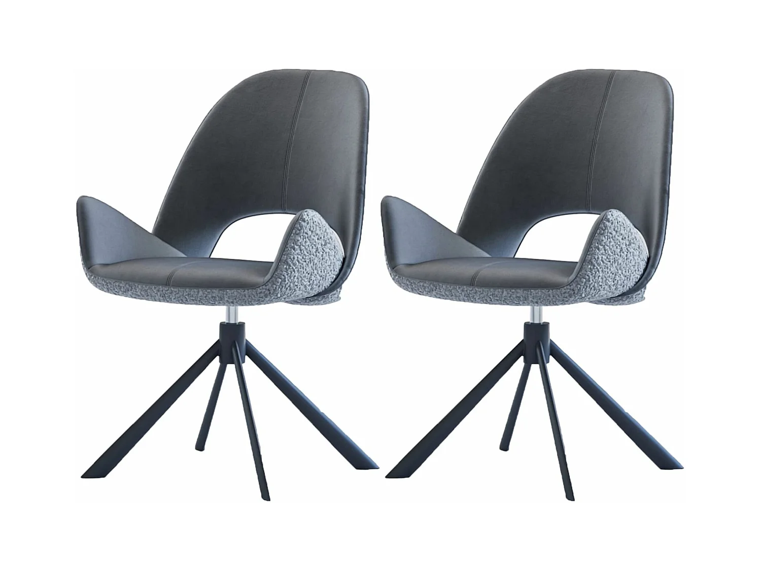 Lot de 2 chaises de salle à manger - tissu et métal - gris - RENITA