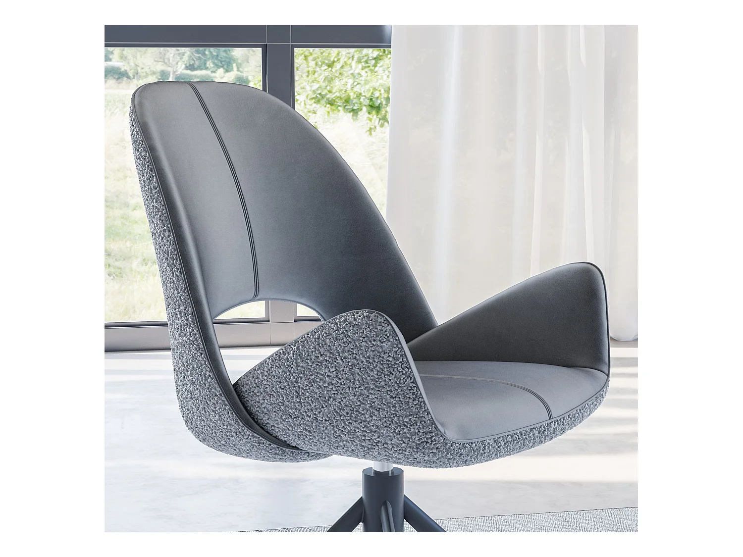Lot de 2 chaises de salle à manger - tissu et métal - gris - RENITA