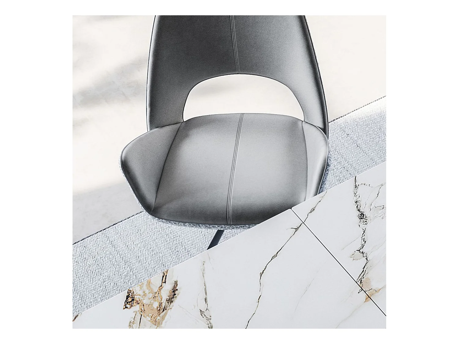 Lot de 2 chaises de salle à manger - tissu et métal - gris - RENITA