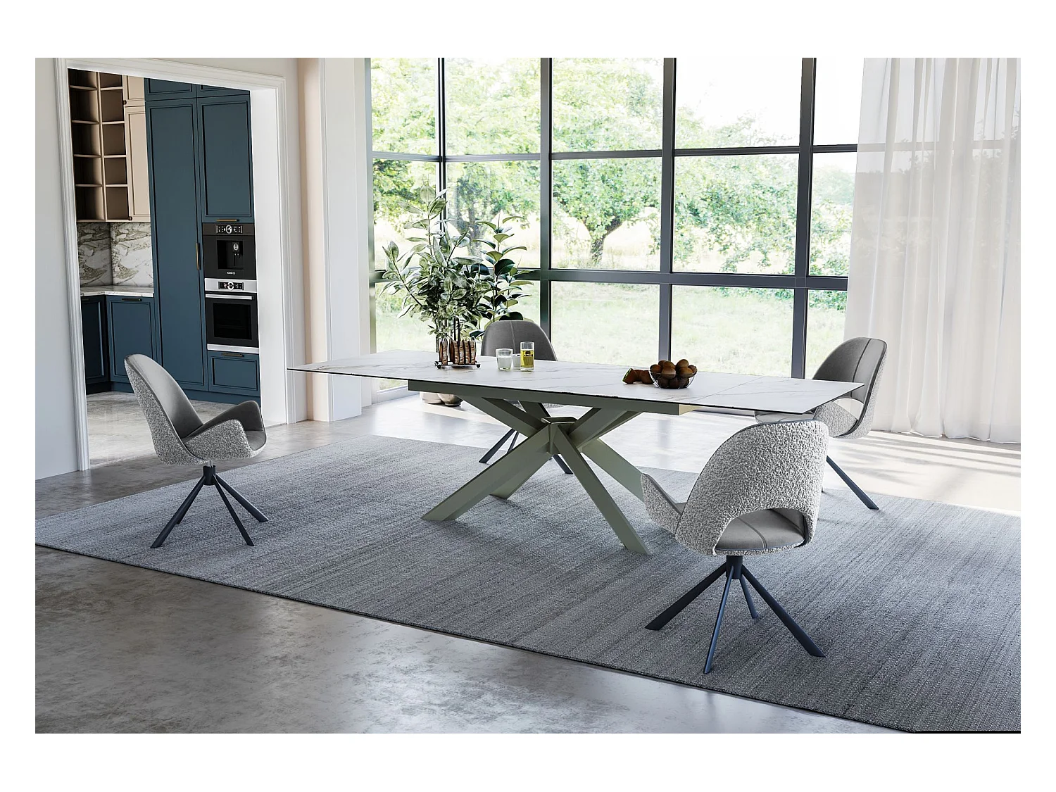 Lot de 2 chaises de salle à manger - tissu et métal - gris - RENITA