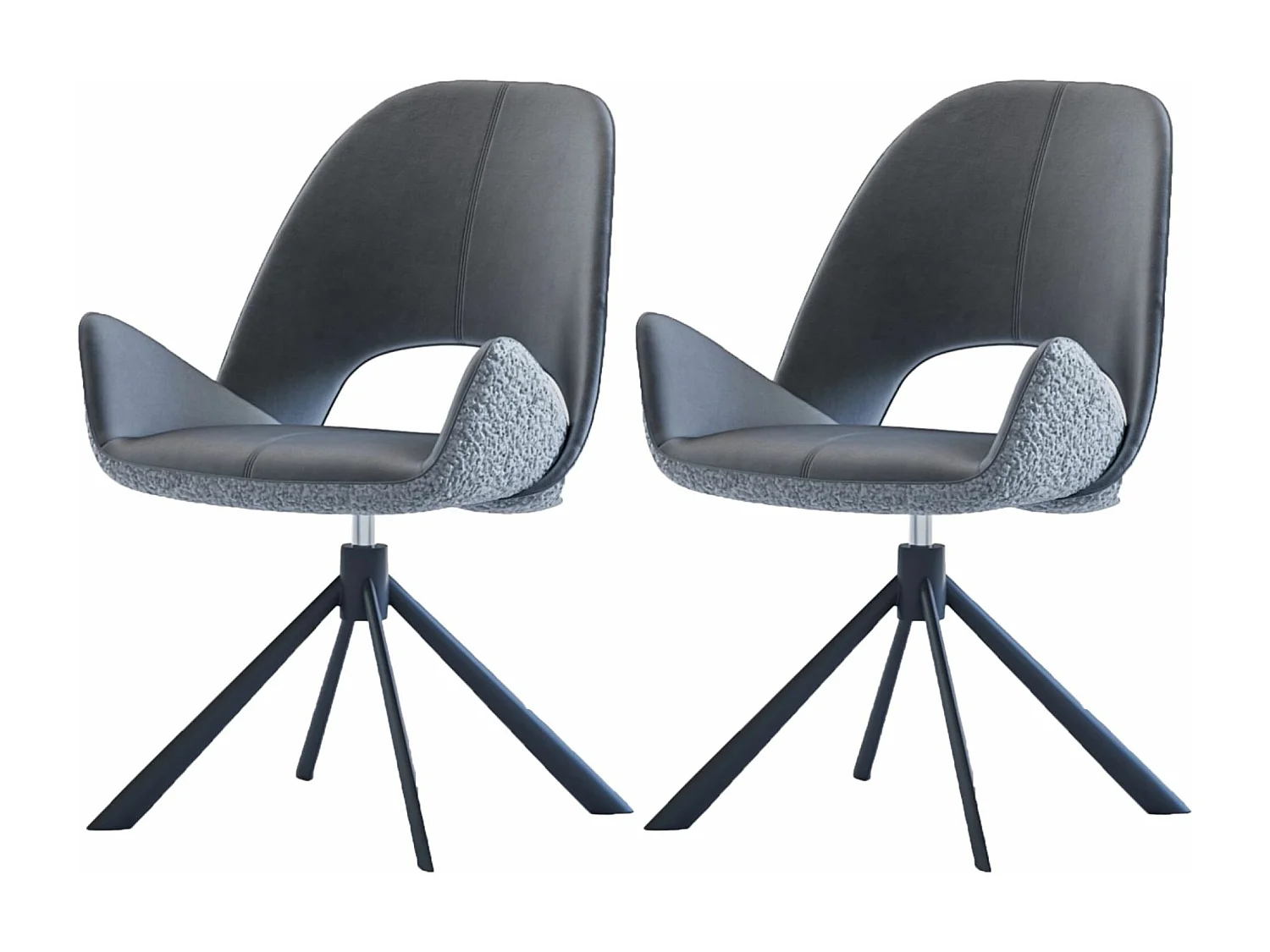 Lot de 2 chaises de salle à manger - tissu et métal - gris - RENITA