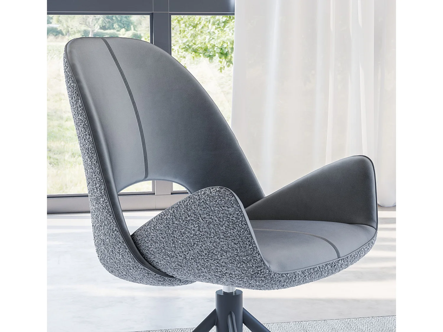 Lot de 2 chaises de salle à manger - tissu et métal - gris - RENITA