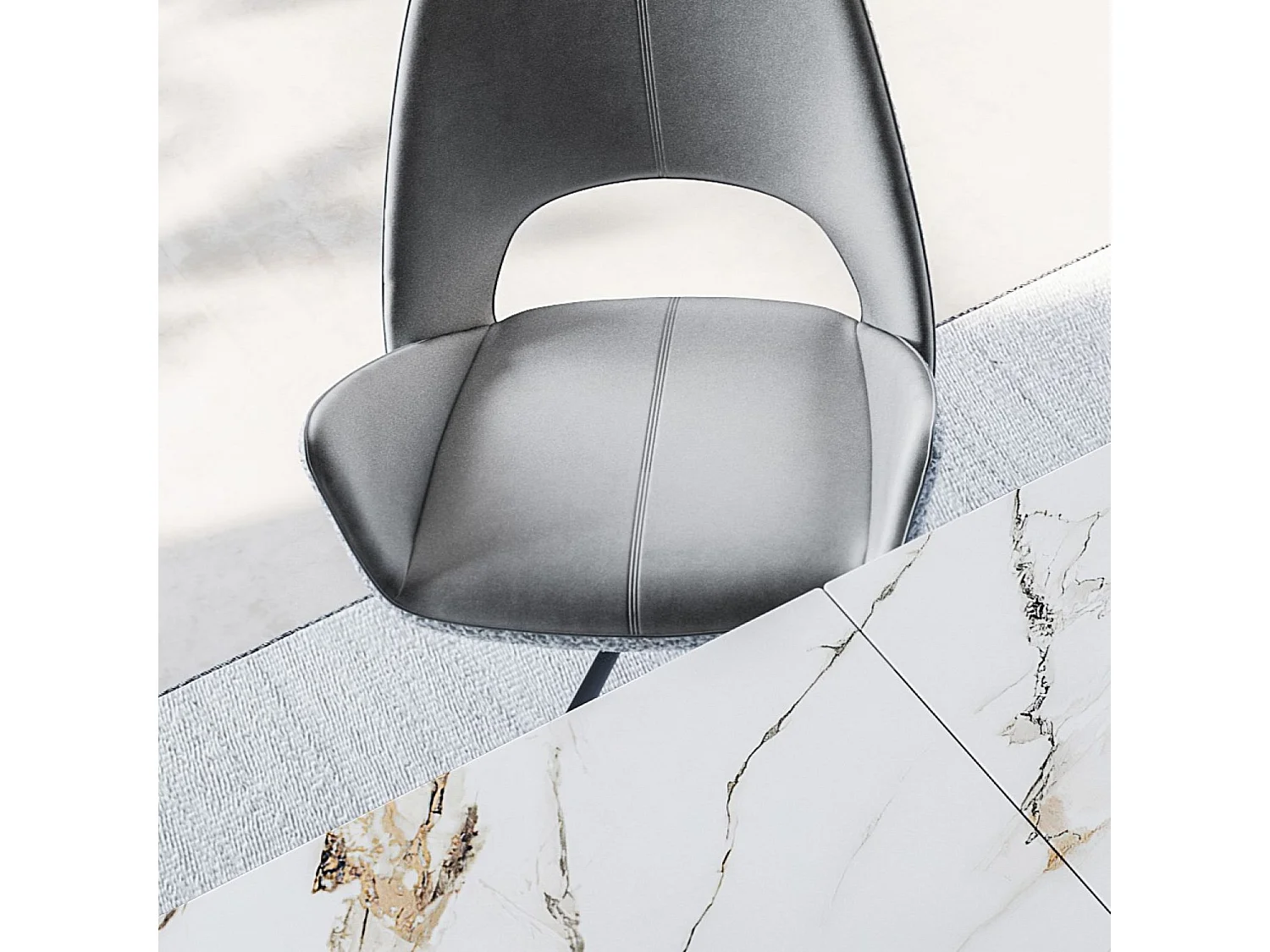 Lot de 2 chaises de salle à manger - tissu et métal - gris - RENITA