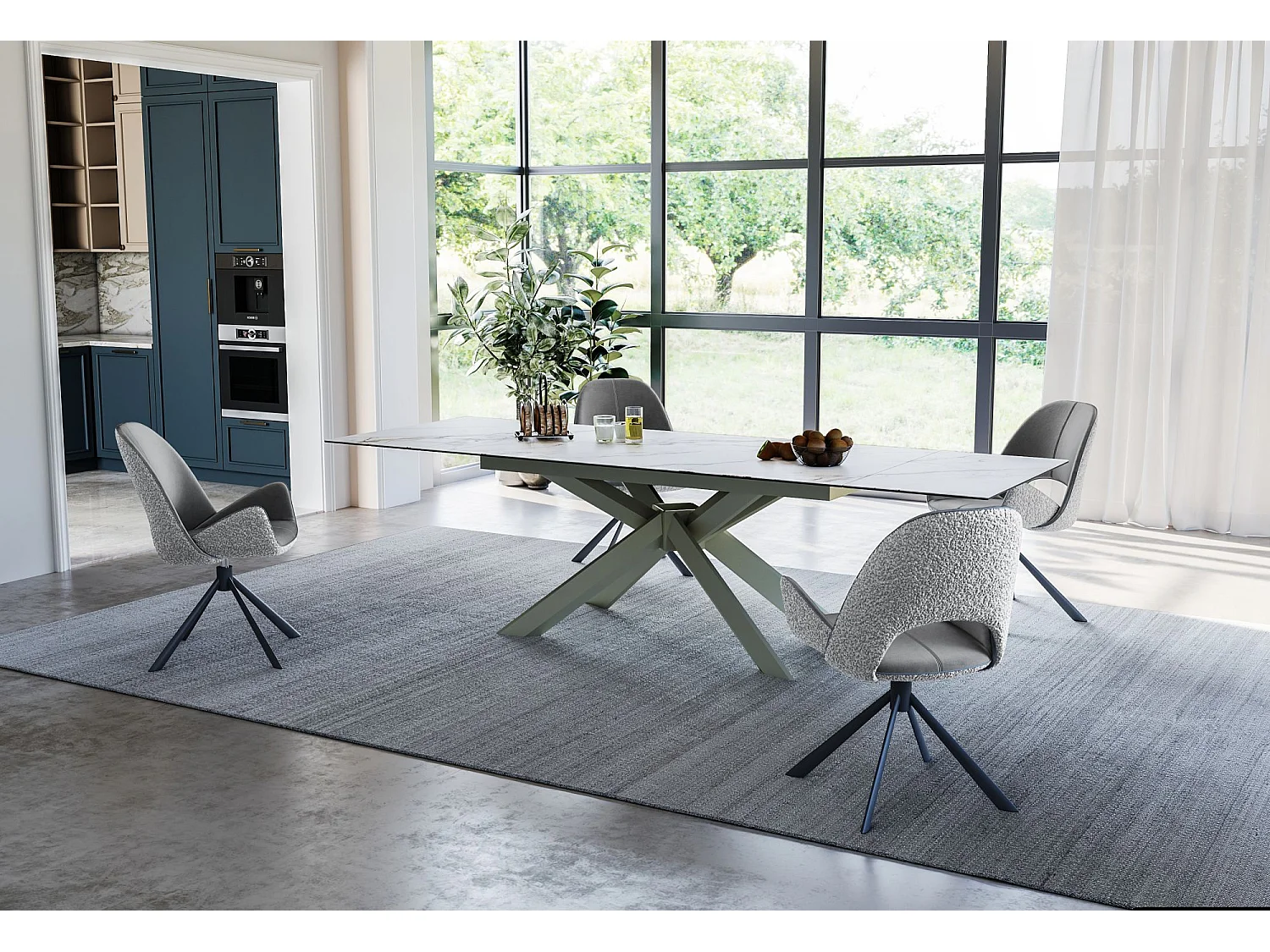 Lot de 2 chaises de salle à manger - tissu et métal - gris - RENITA