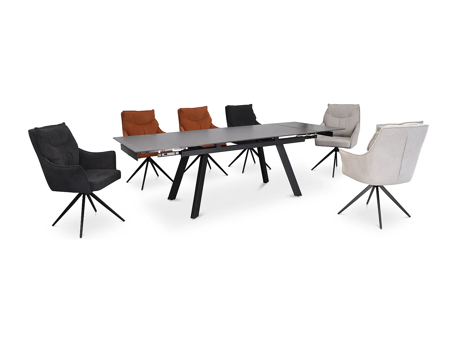 Eetkamerstoel set van 2 - stof & metaal - donkergrijs - AMPLUS