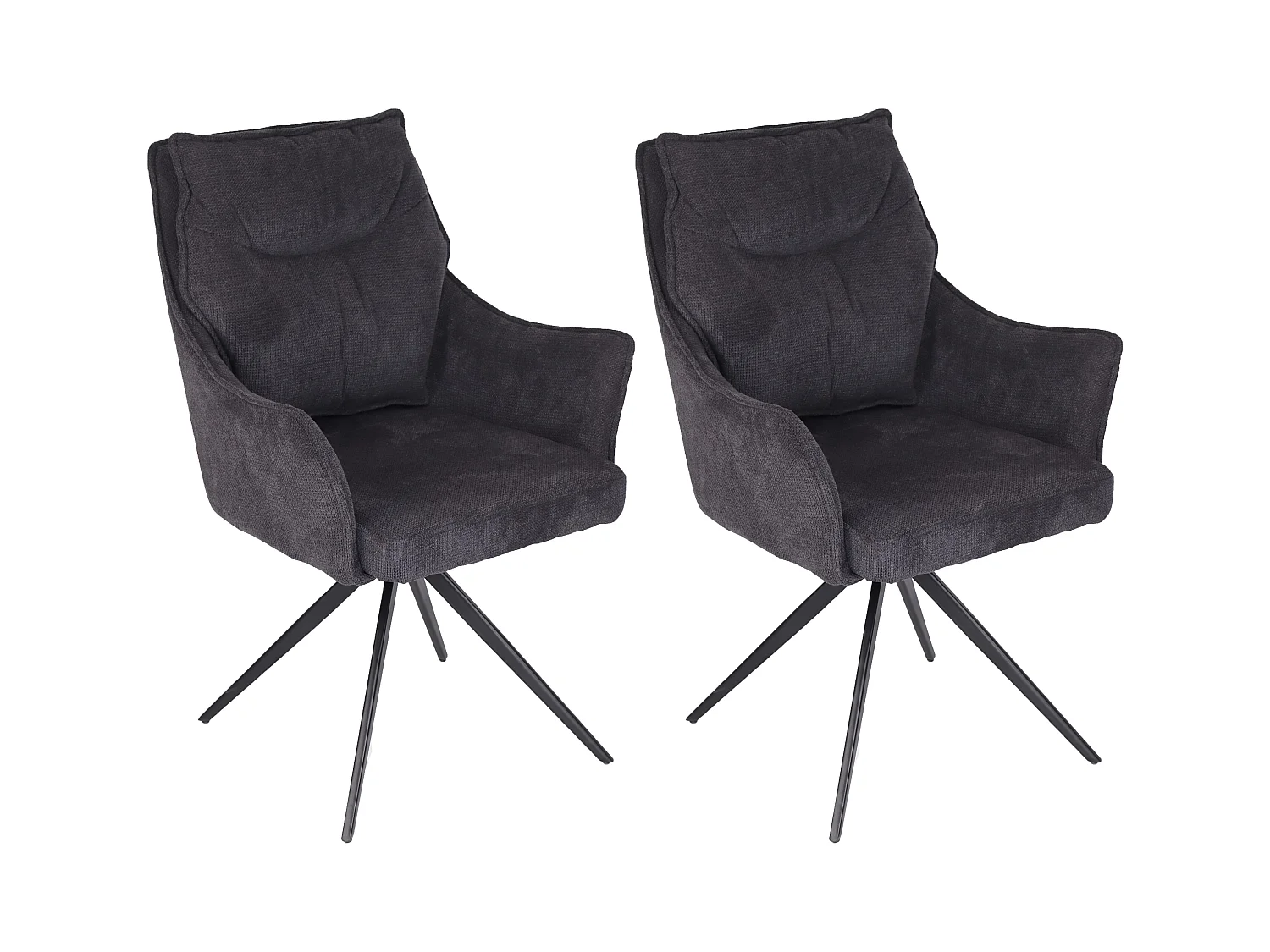 Lot de 2 chaises de salle à manger - tissu et métal - gris foncé - AMPLUS