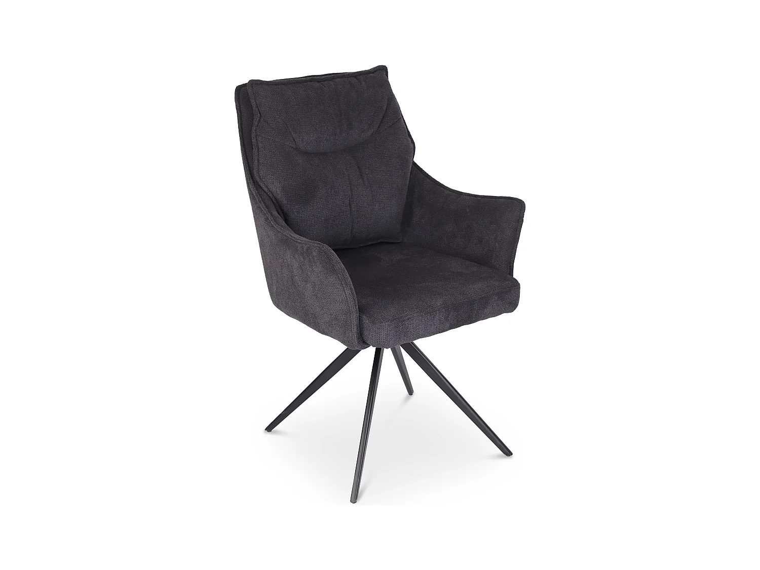 Lot de 2 chaises de salle à manger - tissu et métal - gris foncé - AMPLUS