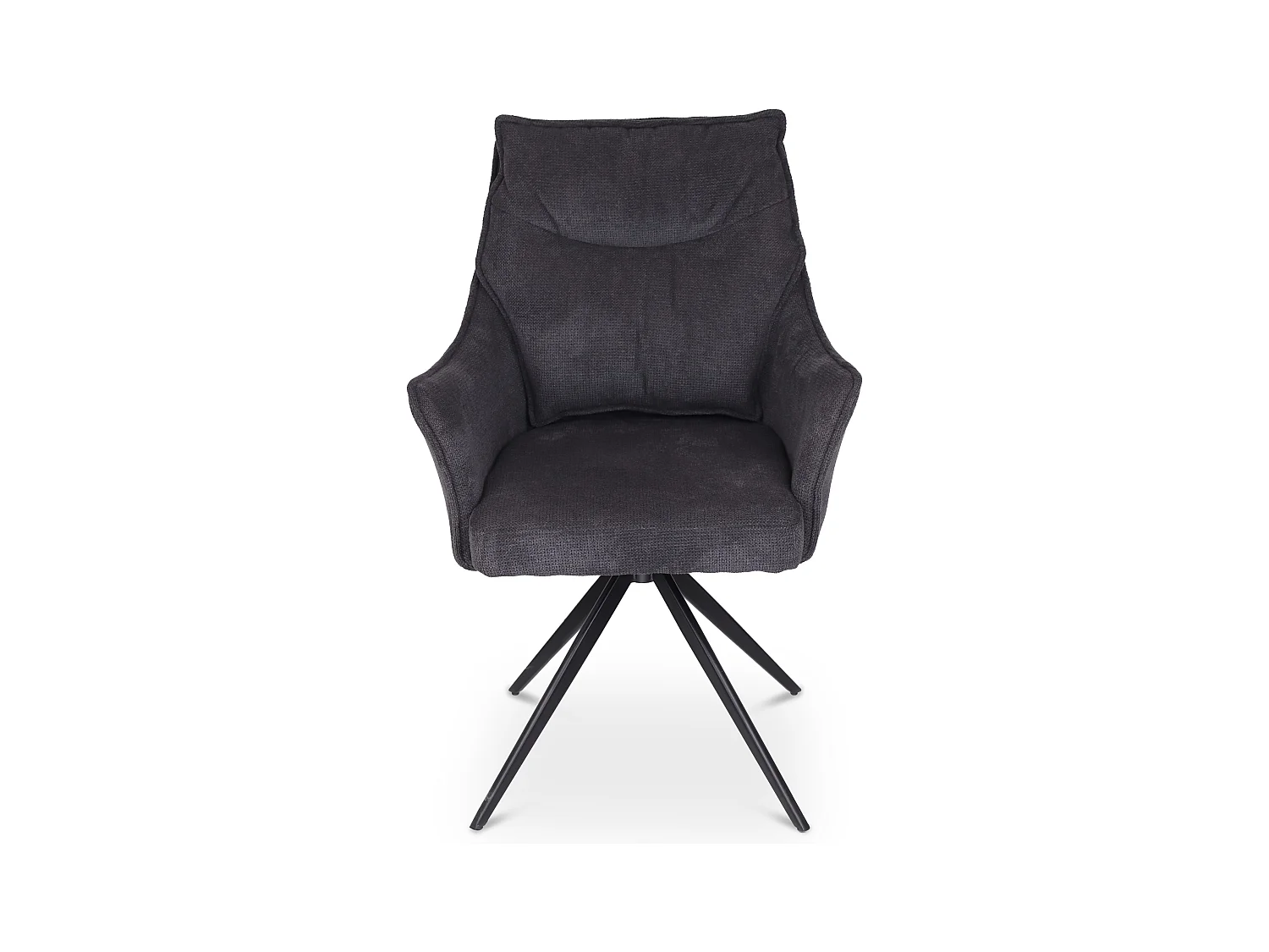 Lot de 2 chaises de salle à manger - tissu et métal - gris foncé - AMPLUS