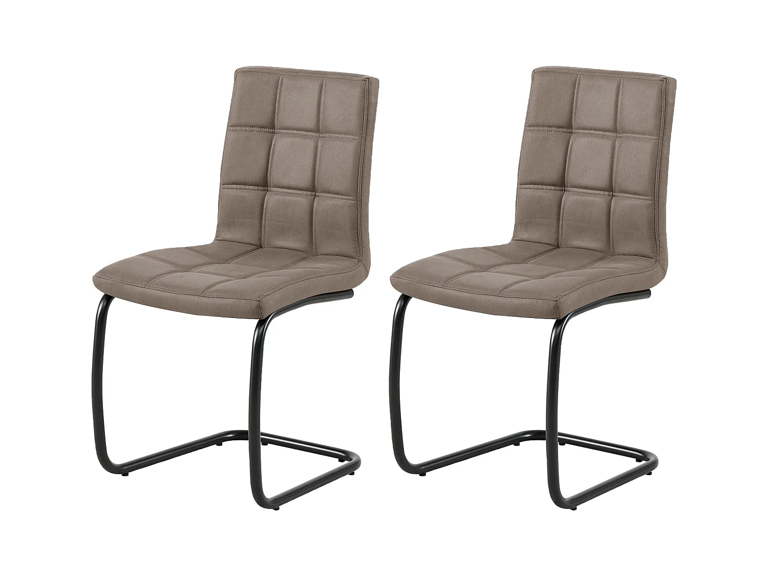 Esszimmerstuhl 2er-Set - Stoff und Metall - taupe - PARIANA
