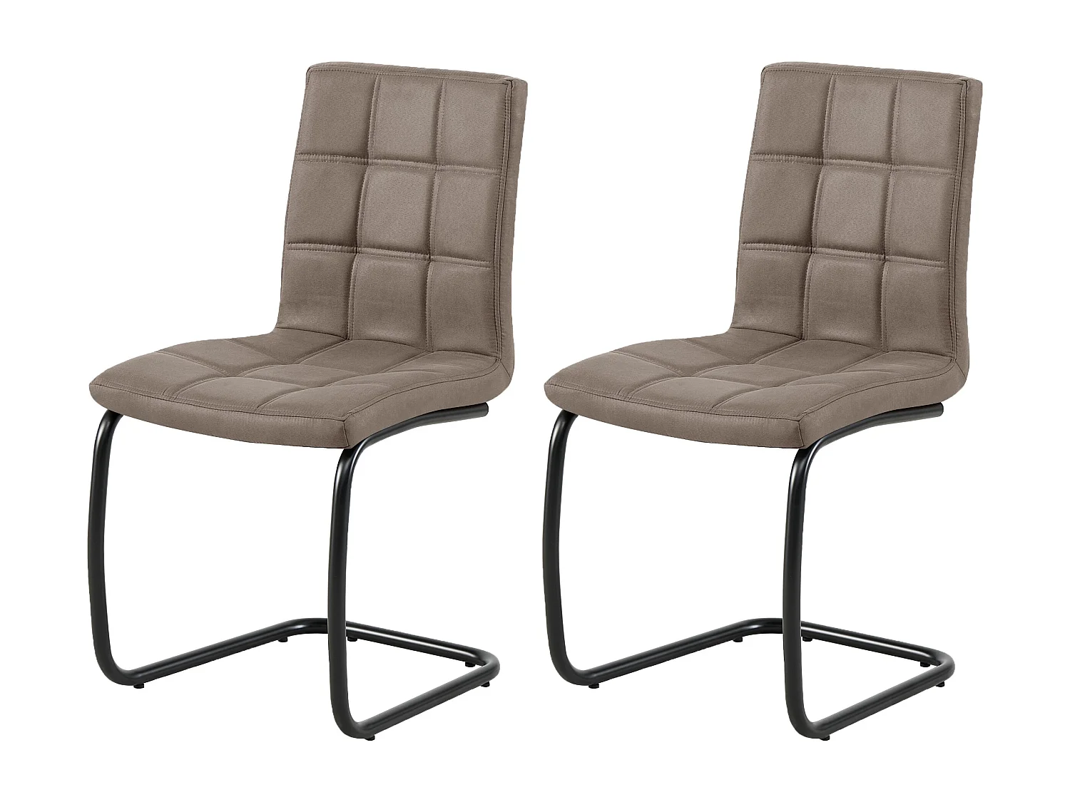 Lot de 2 chaises de salle à manger - tissu et métal - taupe - PARIANA